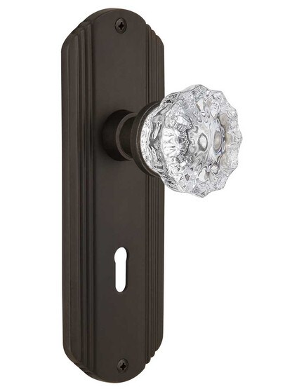 Streamline Deco Door Set With Fluted Crystal Glass Door Knobs in Oil-Rubbed Bronze .